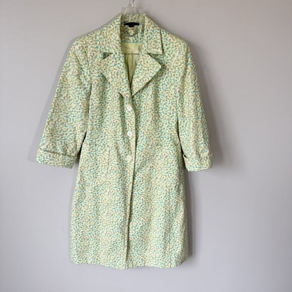Express Jackets & Blazers - VTG Express Green Ditsy Floral Coat Long Jacket M Retro 90s Y2K Cottagecore